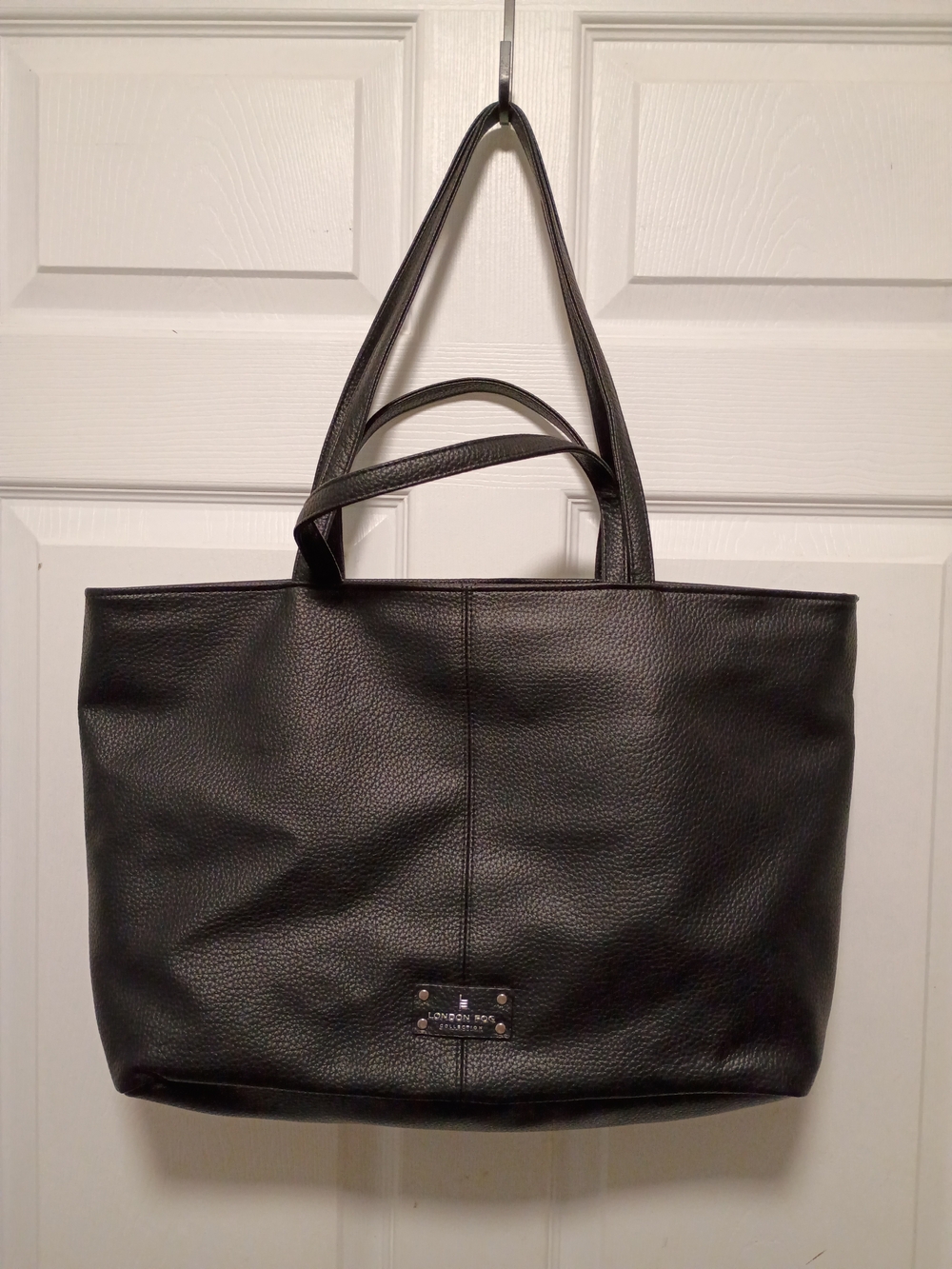 London Fog Black Pebbled Tote Bag